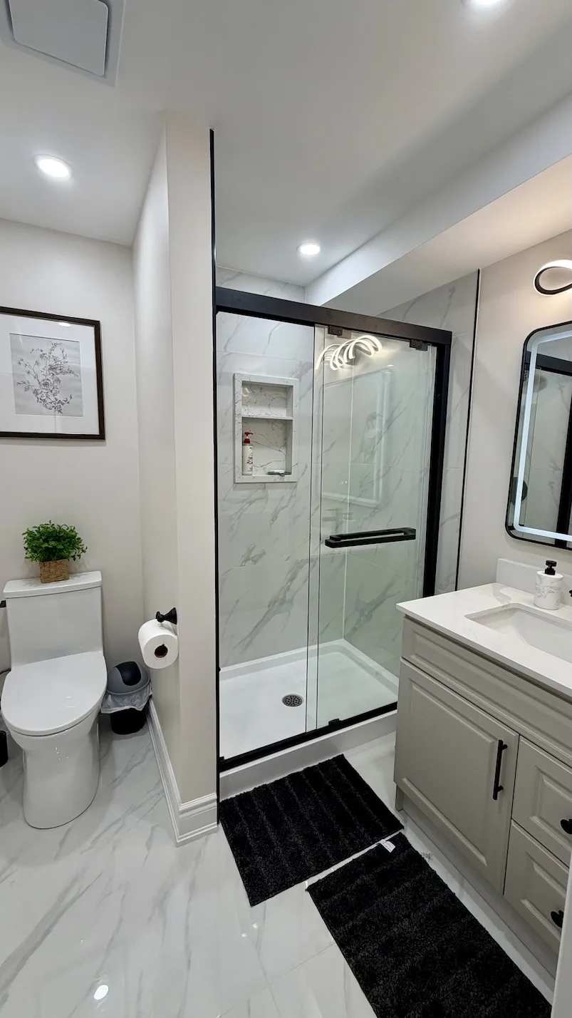 Modern tiled bathroom after renovation